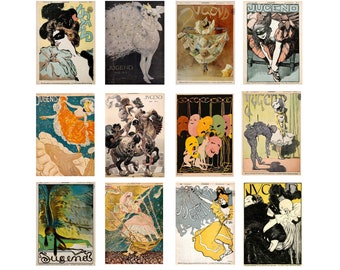 Postcards Vintage Postcard Set Vintage Magazine Cover Postcards Art Nouveau Postcards Gift Idea