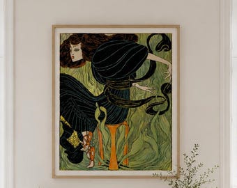 Art Nouveau Print, Jugend Magazine Cover 1897 Wall Art Poster, Vintage Jugendstil Woman Decor