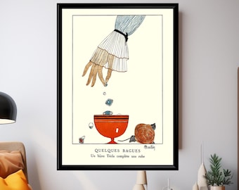 Póster de moda parisina, impresión art déco francesa vintage