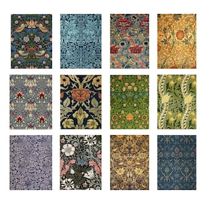 Set art nouveau-postkaarten - William Morris-afdrukken, vintage bloemen- en vogelornamenten, klassieke art-nouveaupatronen, perfect cadeau-idee voor haar