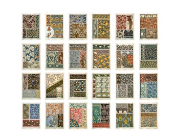 Juego de postales Art Nouveau, láminas florales de Eugene Grasset, tarjetas botánicas vintage, papelería francesa antigua, regalo artístico