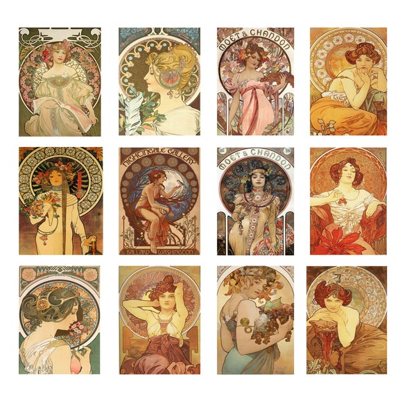 Alphonse Mucha Postkarten Jugendstil Frauen Postkarten Set von 12 Vintage Jugendstil Postkarten Alphonse Mucha Kunstdruck Set Geschenkidee