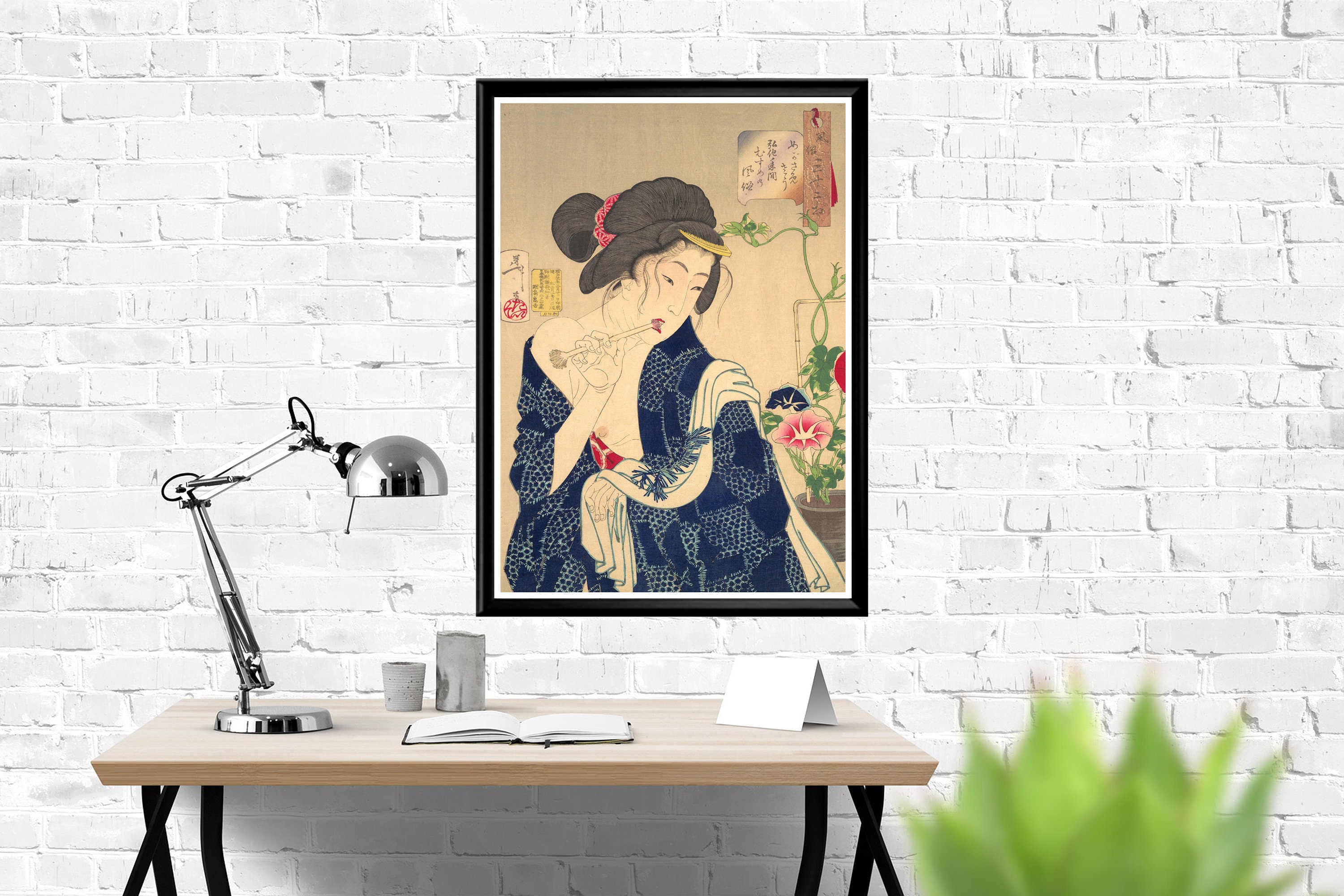 芳年作 半裸の日本人女性 浮世絵版画 | ヴィンテージアジアンエロ