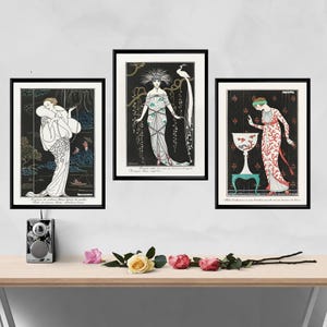 George Barbier Art Deco Fashion Posters Set of 3 Vintage French Magazine Cover Prints Roaring Twenties Wall Art Elegant Home Decor
