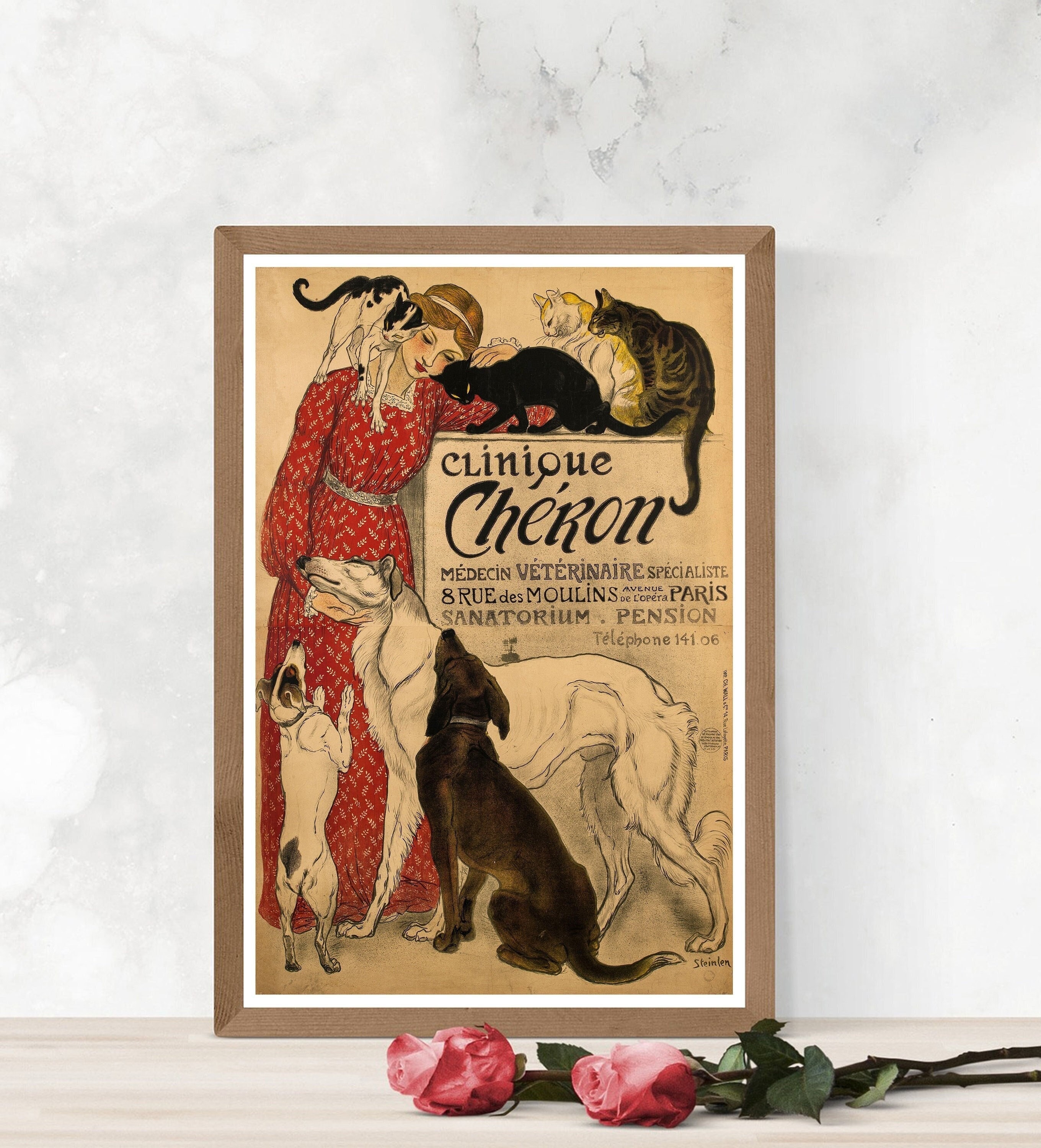 Spookachtig Strak gespannen Franse Art Nouveau Poster Clinique Cheron Reclame en promotie - Etsy België