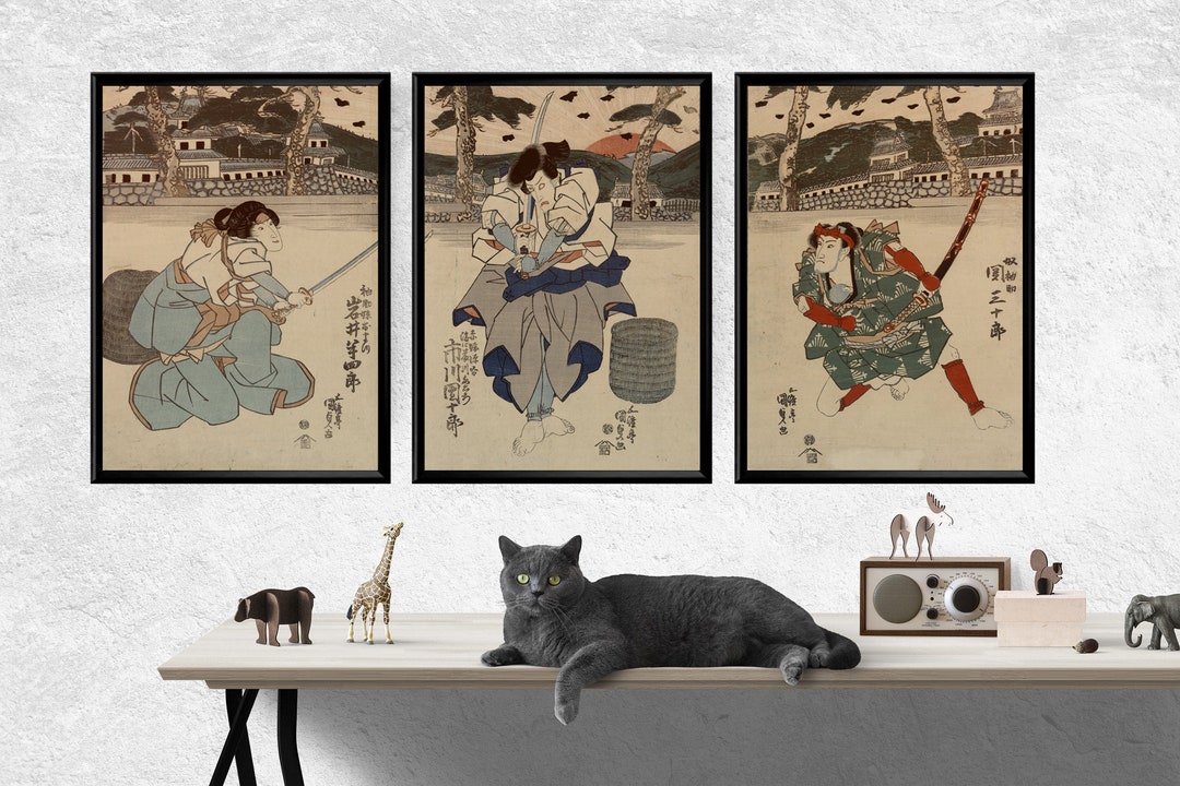 Samurai Triptych Vintage Japanese Warriors Posters Set of 3 Samurai ...