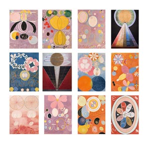 Set di cartoline di Hilma af Klint, cartoline d'arte spirituale astratta, stampe geometriche colorate, cartoline d'arte moderna, regalo d'arte vintage