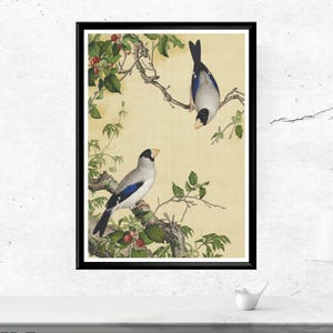 Giuseppe Castiglione Bird and Blossom Poster Lang Shining Chinese Art Vintage Botanical Print Asian Wall Decor Antique Nature Illustration