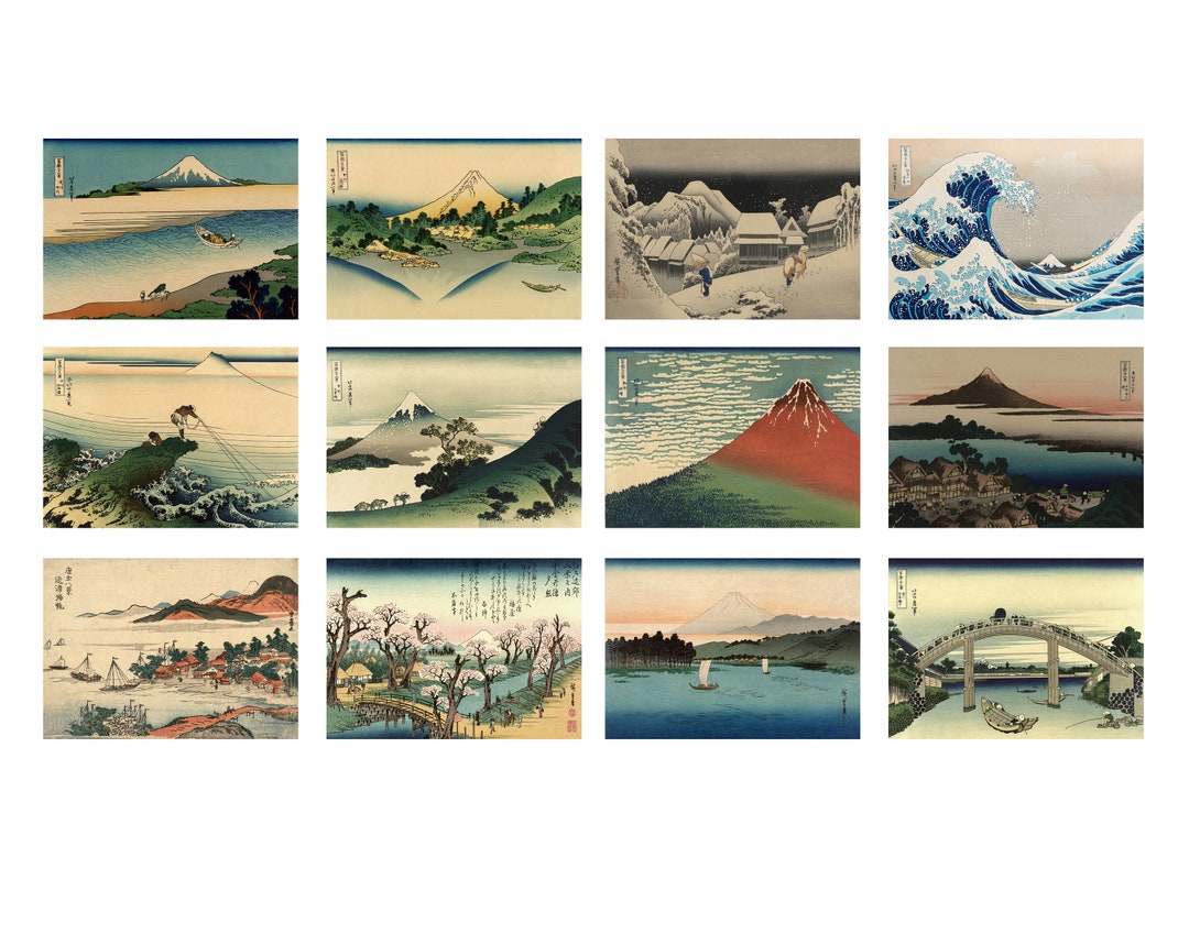 Japanese Postcards Vintage Japanese Art Prints Postcards Set of 12