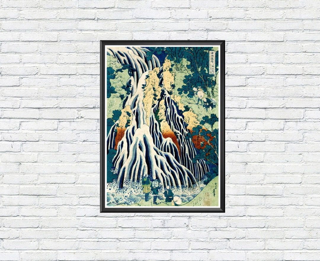Vintage Japanese Waterfall Art Poster by Katsushika Hokusai, 19th ...