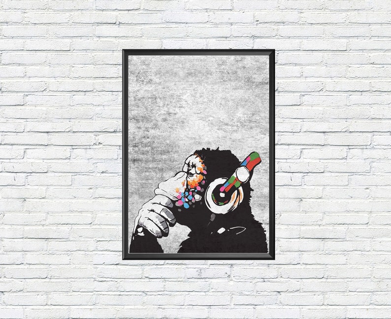 Banksy Affe Mit Kopfhorer