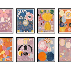Set di 8 stampe artistiche di Hilma af Klint, riproduzioni d'arte vintage, stampe moderne scandinave, collezione di poster senza cornice