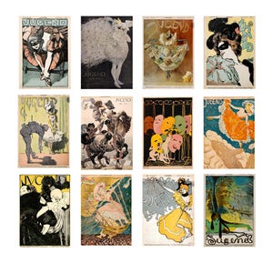Theater and Ballet Postcards Set of 12 Vintage Jugend Magazine Covers Art Nouveau Illustration Retro Postcard Set Gift for Art Lovers
