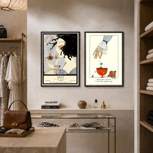Gazette du Bon Ton Art Deco fashion prints featuring vintage French perfume and jewelry illustrations