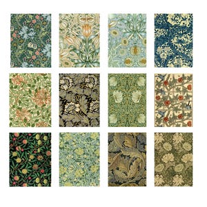 William Morris Postcards Set of 12, Art Nouveau Postcards, Botanical Birds Patterns, Vintage Postcards, Gift Idea