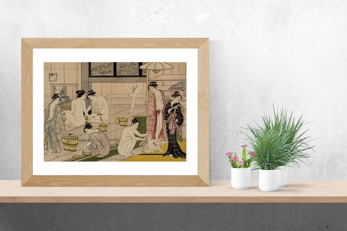 Asian Erotica Vintage Bathhouse Women Bathroom Poster Nude - Etsy