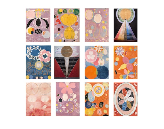 Hilma af Klint Art Postcard Set of 12, Abstract Modern Prints, Spiritual Artwork