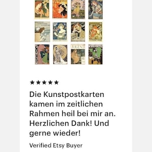 Set of 12 Jugendstil postcards featuring reprints of Art Nouveau illustrations and Jugend magazine covers, ideal for decor or gifting