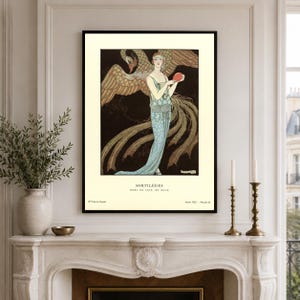 George Barbier print set featuring three elegant Gazette du Bon Ton Art Deco fashion illustrations in a vintage French style.