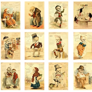 Antikamnia Postcards Set of 12 Reproductions of Vintage Medical Calendar Prints, Funny Doctor Gift Idea, Halloween Medical Collectibles