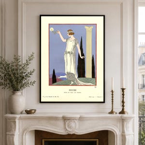 George Barbier print set featuring three elegant Gazette du Bon Ton Art Deco fashion illustrations in a vintage French style.