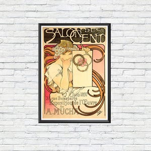 Alphonse Mucha Salon Des Cent Poster, Vintage 1897 Art Nouveau Wall Art, Classic French Poster, Elegant Home Decor, Unique Gift Idea