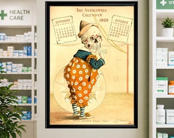 Antikamnia Skeleton Poster, 1900 Medical Advertising Print, Vintage Pharmacy Wall Art, Dark Humor Decor
