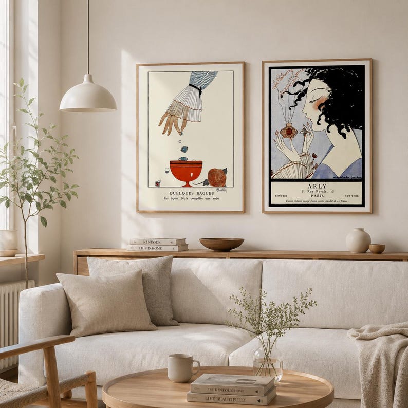 Gazette du Bon Ton Art Deco fashion prints featuring vintage French perfume and jewelry illustrations