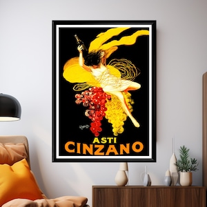 Leonetto Cappiello Cinzano poster vintage Franse wijn reclame print jaren 1920 art nouveau muur decor voor bar, keuken of café cadeau idee