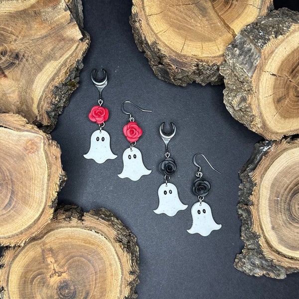 Ghost earrings roses - Earrings for stretched ears - Tunnels and plugs - Ear weights - Gauges - Earrings for tunnels