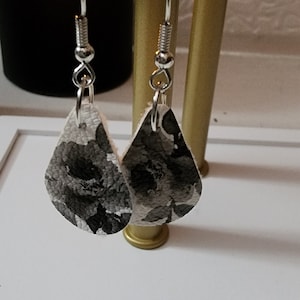 Black and White Floral Earrings
