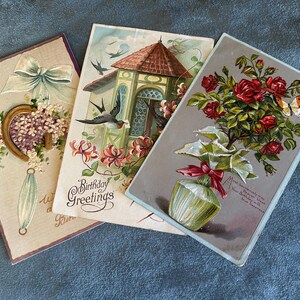 Vintage 1909 Happy Birthday Postkarten (3er Set)