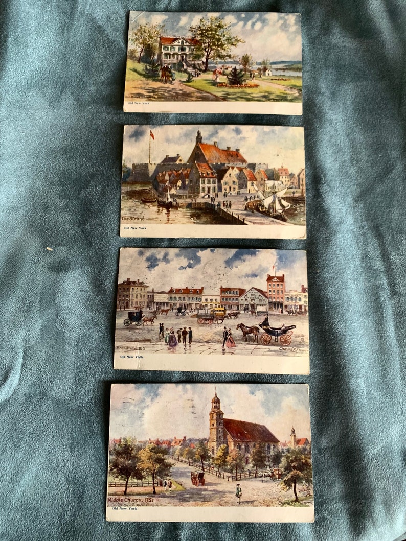 Old New York 1908 Postcards set of 4 - Etsy