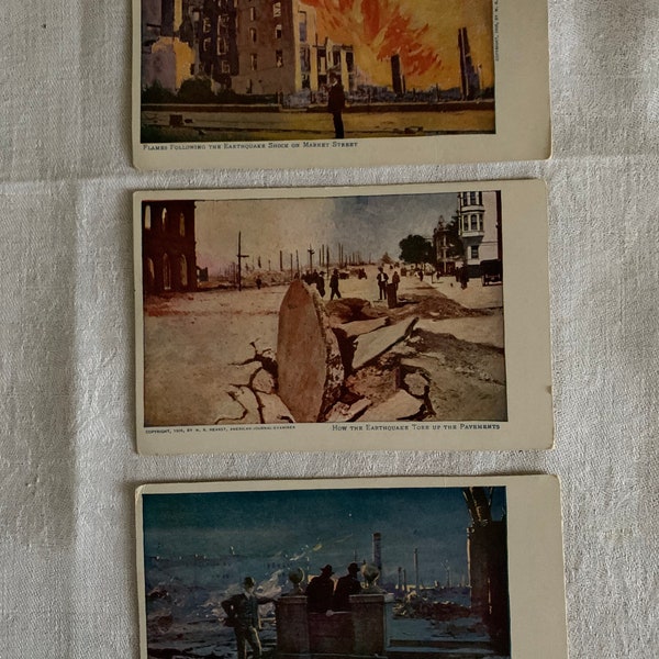 1906 San Francisco Vintage Commemorative Postcards (Set of 3)