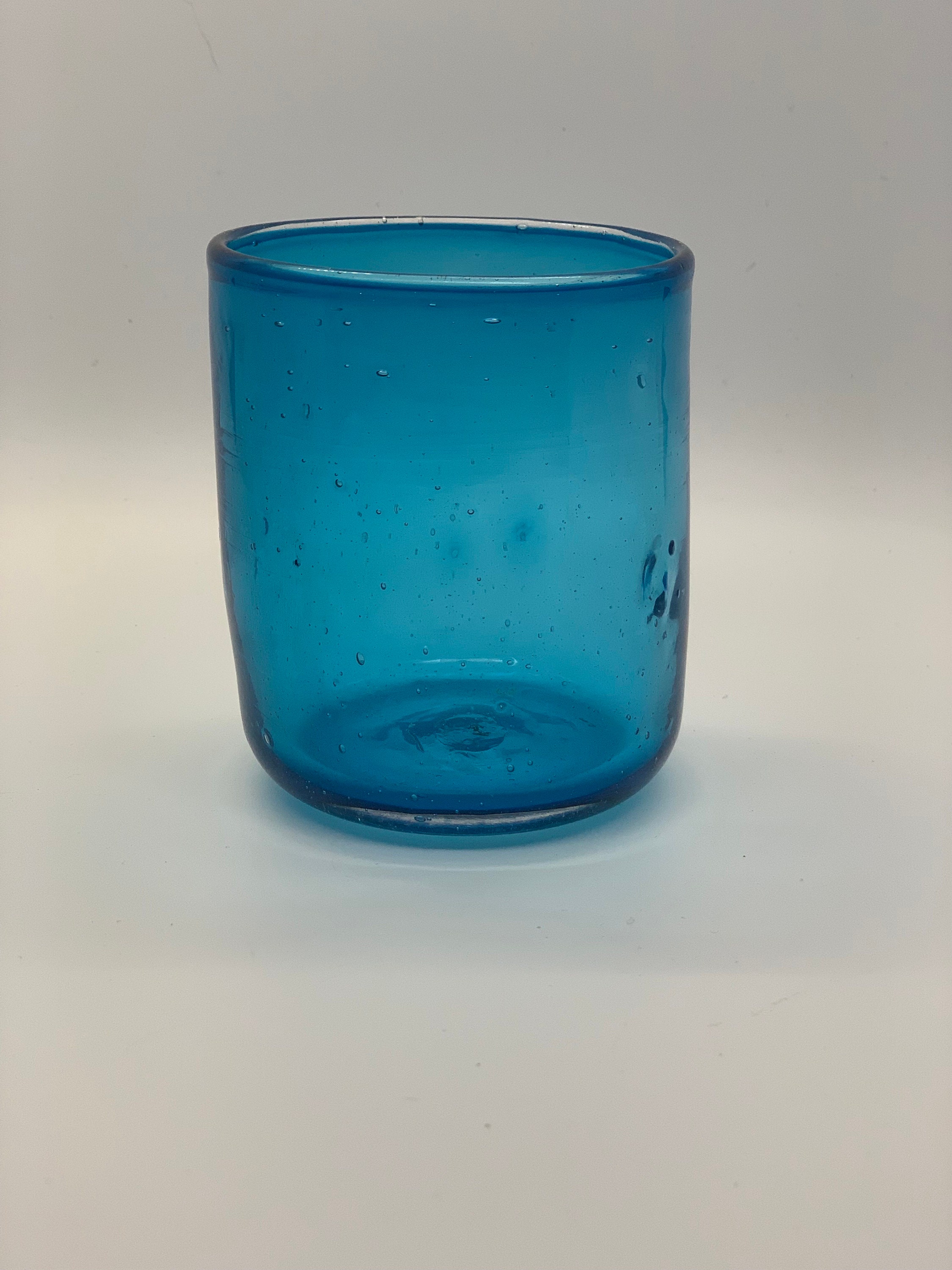 Hand blown glass cup aqua Etsy