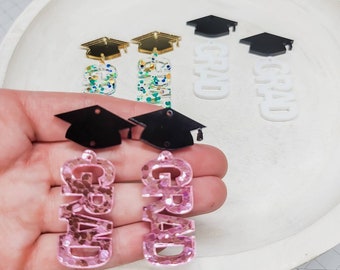 Graduation Acrylic Earring, DIY Earrings, Grad Earrings, Earring Blanks, Acrylic Jewelry Blanks, Glitter Acrylic Blank