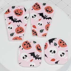 Pink Halloween Symbols Acrylic Earring, DIY Earrings, Earring Blanks, Acrylic Jewelry Blanks, Geometric Accessories, Halloween Earrings