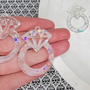 BLANKS-Bride Ring Acrylic Earring, DIY Earrings, Earring Blanks, Earring Charms, Jewelry Earring Supplies, Wedding Earrings