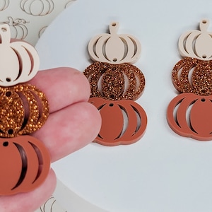 Stacked Pumpkin Earring, Jewelry Blanks, Earring Charm, Halloween Jewelry, Jewelry Making Supply, Fall Acrylic Earrings