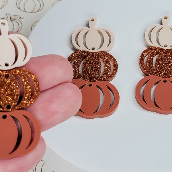 Stacked Pumpkin Earring, Jewelry Blanks, Earring Charm, Halloween Jewelry, Jewelry Making Supply, Fall Acrylic Earrings