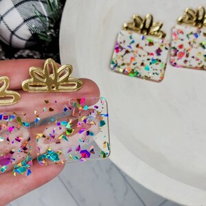 BLANKS-Confetti Present Acrylic Earring, DIY Earrings, Wholesale Blanks, Earring Blanks, Blanks for Earring Makers, Acrylic Jewelry Blanks