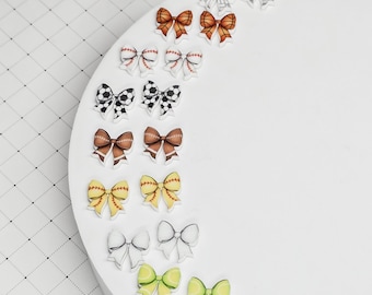 Sports Coquette Bow Studs, Acrylic Earring, Soccer, Baseball, Softball, Volleyball, Basketball, Football, Tennis, Golf