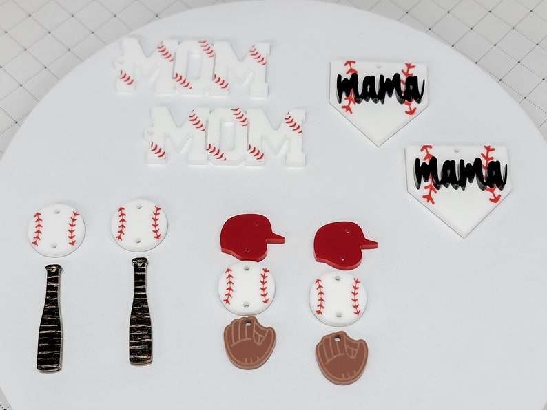 Baseball Acrylic Earring, DIY Color Fill Earrings, Sports Acrylic Earring Blanks, Baseball Earring image 2
