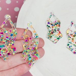 BLANKS-Confetti Bathing Suit Acrylic Earring, DIY Earrings, Wholesale Blanks, Earring Blanks, Blanks Earring Makers, Acrylic Jewelry Blanks