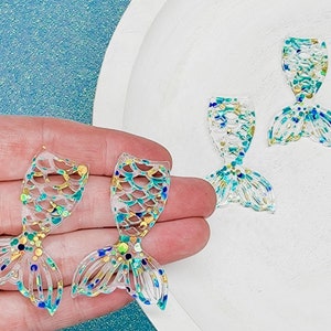 BLANKS-Mermaid Tail Acrylic Earring, DIY Earrings, Earring Blanks, Earring Charms, Jewelry Earring Supplies, Summer Earring Blanks
