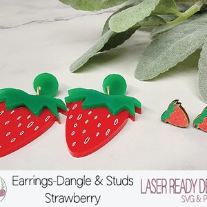 Strawberry Earring Laser Cut SVG File, Acrylic Earring SVG, Dangle Earring Design, Earring Cut File, Wooden Studs,Statement Hanging Earrings
