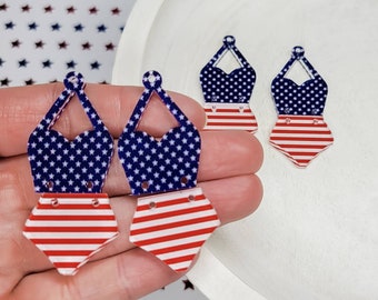 Pendiente de acrílico patriótico en blanco para traje de baño, Pendientes de bricolaje, Pendientes en blanco, Dijes para pendientes, Suministros para pendientes de joyería, Pendiente patriótico