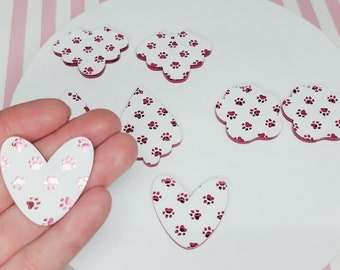 Paw Print Acrylic Earring, Geometric Earrings, You Pick Design, DIY Earrings, Earring Blanks, Acrylic Charms, Pink Mirror Acrylic Earrings