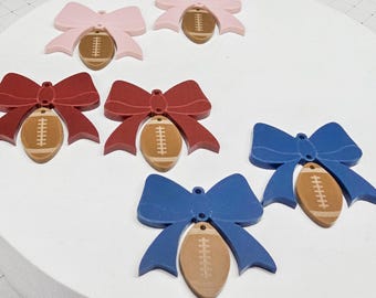 Coquette Bow Football Acrylic Earring, DIY Earrings, Sports Acrylic Earring Blank, Football Findings, Bow Jewelry