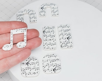 Music Note Acrylic Earring, Geometric Earrings, You Pick Design, DIY Earrings, Earring Blanks, Acrylic Charms, Musical Earring